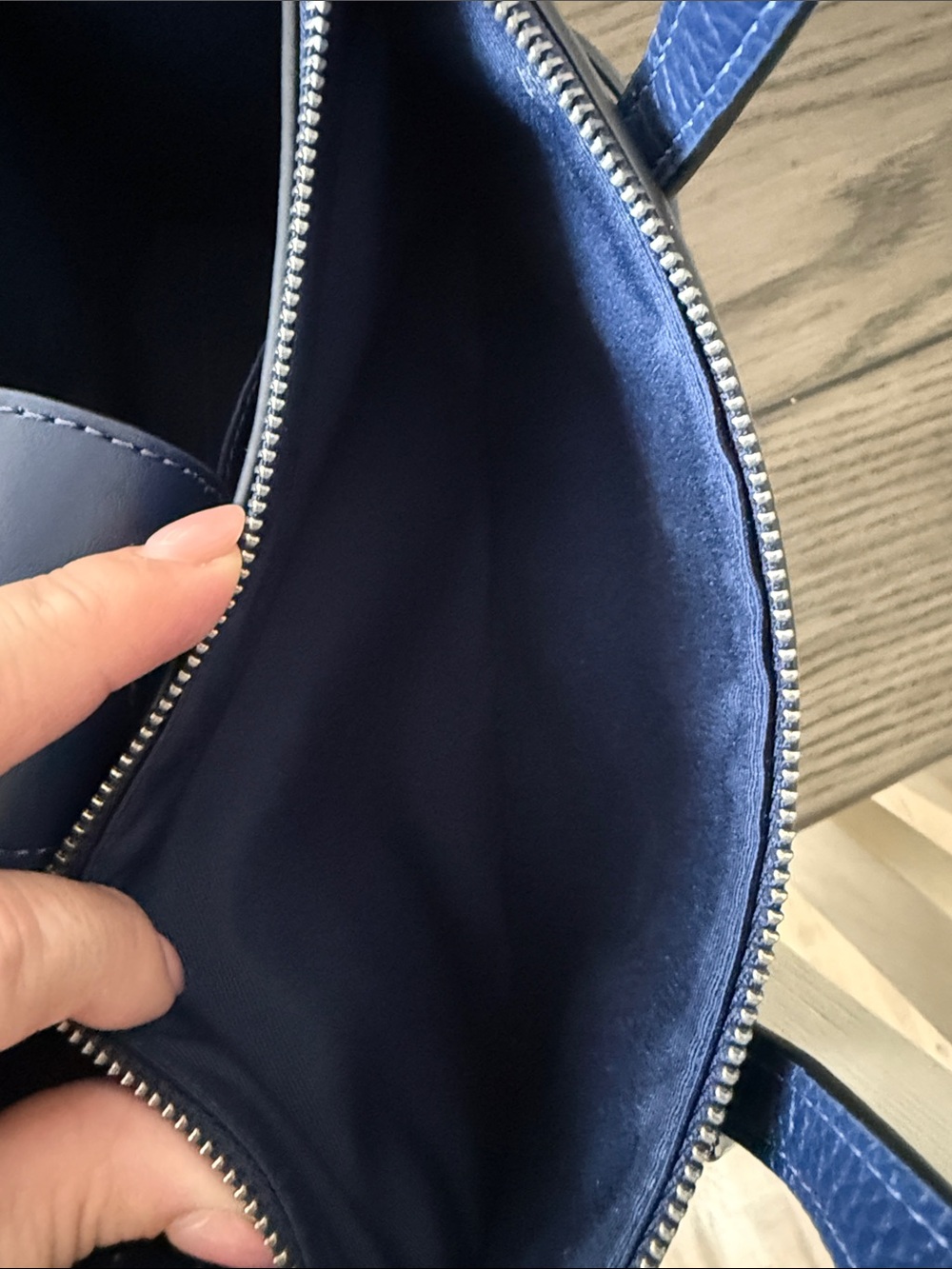 Coach Navy Perforated Signature Leather Satchel with Star Charm - Picture 10 of 13